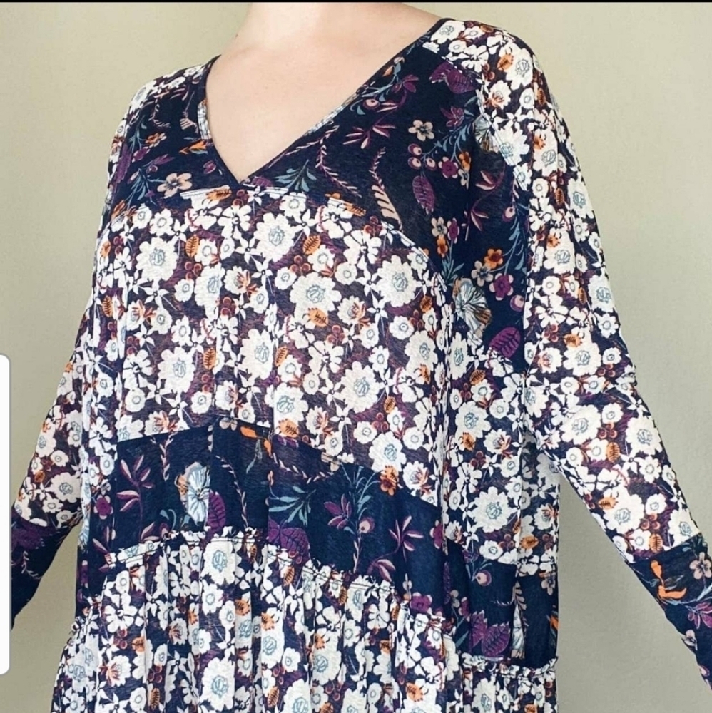 Free People Isabelle Tunic Long Sleeve Floral Top Blogger Fave, Size S - Picture 4 of 13